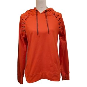 Antigua Orange Fleece Hoodie Size Medium Lace-Up Sweatshirt Athleisure Sweater